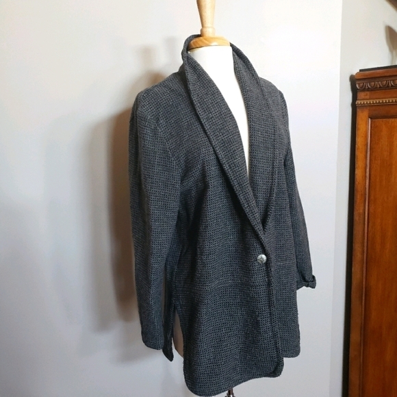 Coldwater Creek M gray one button knit blazer - Picture 2 of 8